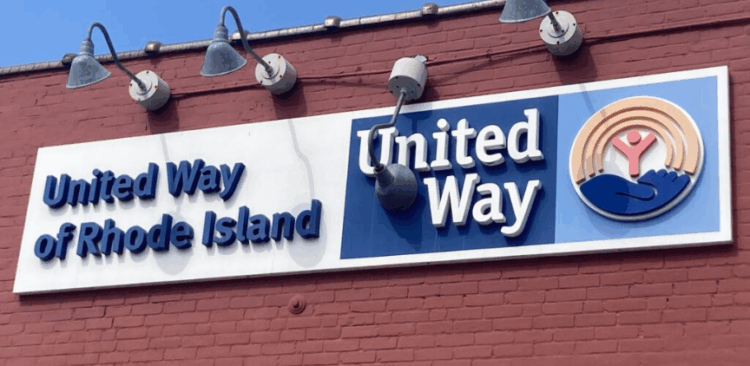 A brick building displaying a sign for United Way of Rhode Island